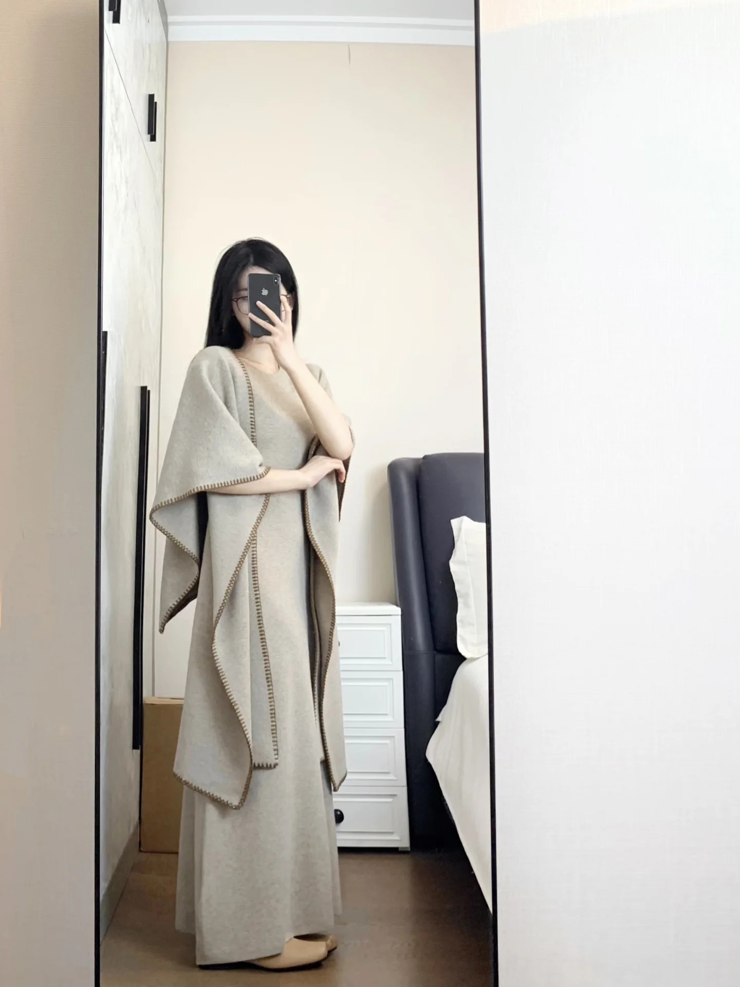 2026 Early Autumn Women's Knit Sweater Set with Cinched Waist and Slimming A-Line Long Dress Two-Piece - Image 2