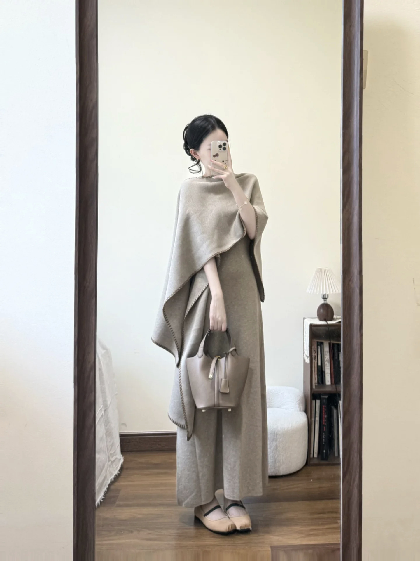 Slimming Wool Blend Knit Dress and Shawl Two-Piece Set – Style be3e66
