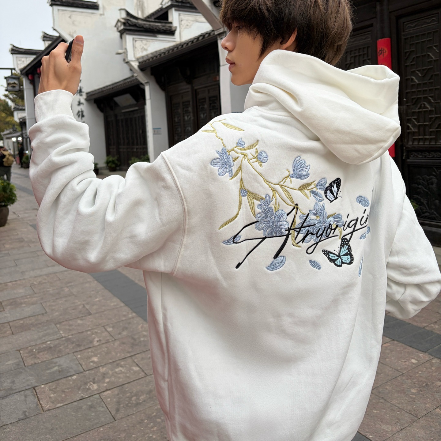 Women’s Cotton Fleece Hooded Sweatshirt with Embroidery