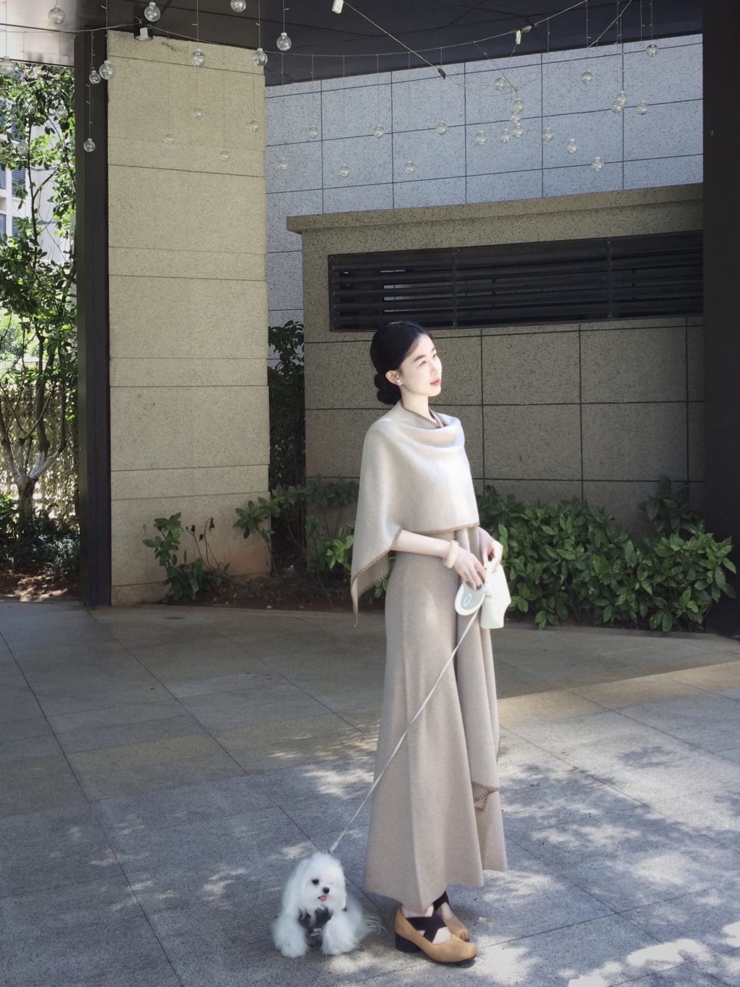Women's Elegant Knit Dress and Shawl Two-Piece Set for Fall - Image 3