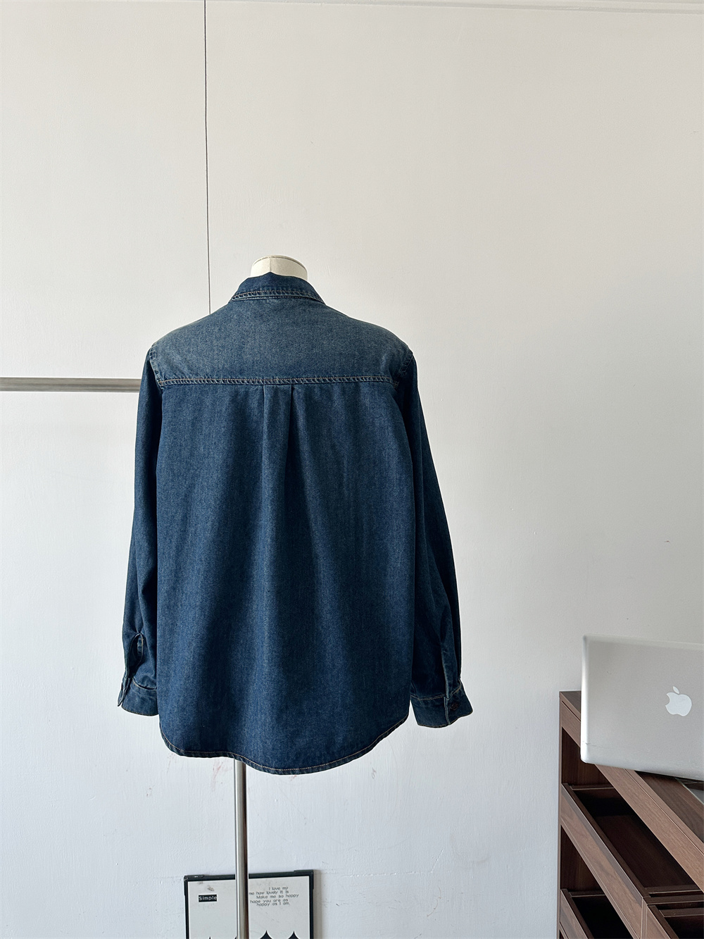 Women's Vintage Washed Slimming Denim Shirt Spring 2026 Long Sleeve - Image 4